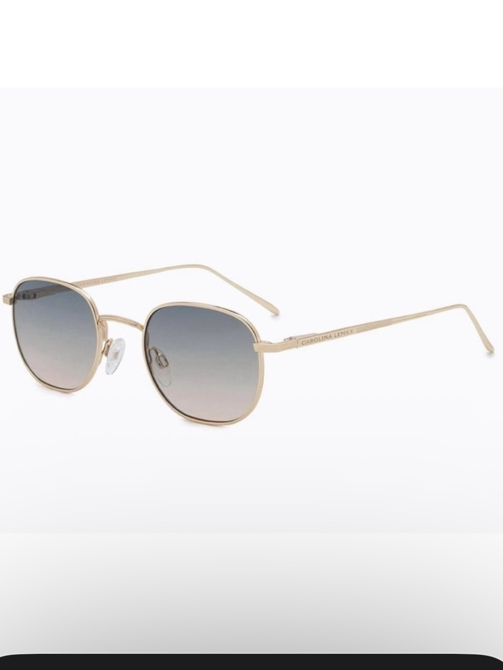 Carolina Lemke Gold Frame Sunglasses with Gray Gradient Lenses - Reico
